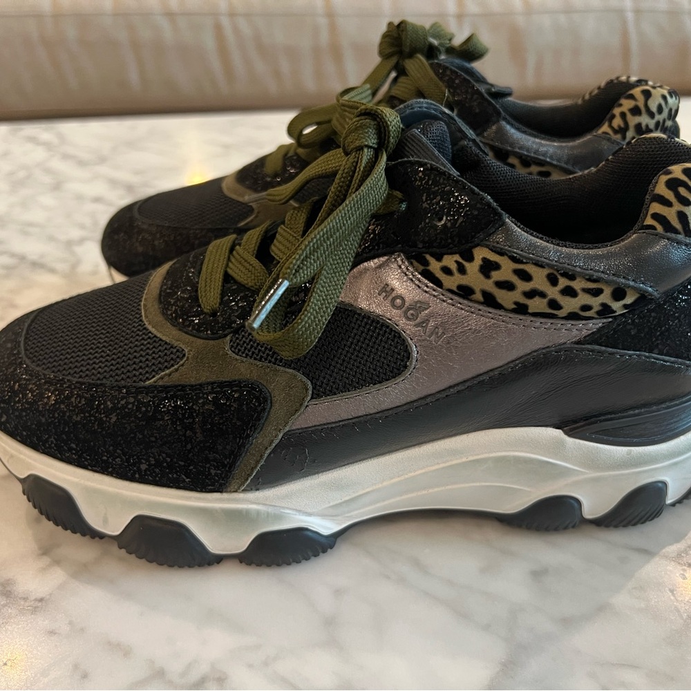 Hogan Black and Green Sneakers